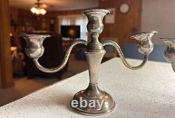 Paire de candélabres vintage Preisner en argent pondéré 734 avec 3 bras