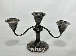 Paire de candelabres vintage WM Rogers en argent sterling renforcé et lesté 9A-2