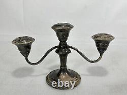 Paire de candelabres vintage WM Rogers en argent sterling renforcé et lesté 9A-2