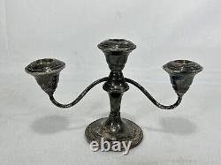 Paire de candelabres vintage WM Rogers en argent sterling renforcé et lesté 9A-2