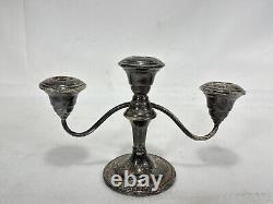 Paire de candelabres vintage WM Rogers en argent sterling renforcé et lesté 9A-2