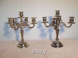 Paire de candélabres vintage en argent plaqué Godinger à 5 lumières