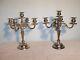 Paire De Candélabres Vintage En Argent Plaqué Godinger à 5 Lumières