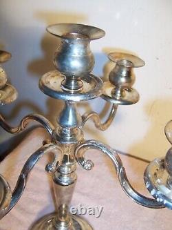 Paire de candélabres vintage en argent plaqué Godinger à 5 lumières