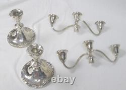 Paire de chandeliers candelabre en argent sterling Gorham 1380 pondérée vintage 1886g