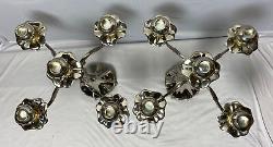 Paire de chandeliers en argent plaqué Vintage Godinger Silver Art Co à 5 lumières de 17H