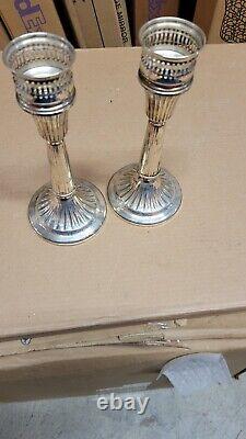 Paire de chandeliers en argent sterling Duchin Vintage du milieu du siècle, 7 1/2 pouces, NON PLAQUÉE.