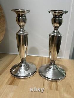 Paire de chandeliers en argent sterling Towle Vintage Poids Renforcé 035