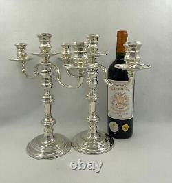 Paire de chandeliers en argent sterling vintage Londres 1970 par Richard Comyns de 30 cm de haut