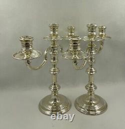 Paire de chandeliers en argent sterling vintage Londres 1970 par Richard Comyns de 30 cm de haut