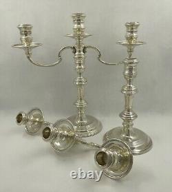 Paire de chandeliers en argent sterling vintage Londres 1970 par Richard Comyns de 30 cm de haut