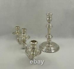 Paire de chandeliers en argent sterling vintage Londres 1970 par Richard Comyns de 30 cm de haut