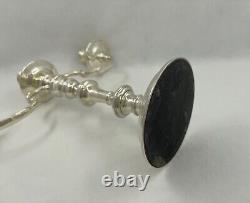 Paire de chandeliers en argent sterling vintage Londres 1970 par Richard Comyns de 30 cm de haut