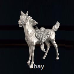 Paire de chevaux de selle western 1962 en métal argenté vintage
