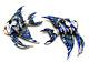 Paire De Clips En Fourrure En émail De Poisson Vintage Avec Strass Métalliques Bleus, Verts Et Blancs Avec Des Yeux En Cabochon.