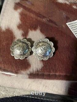 Paire de conchos en argent sterling vintage de 1,5 pouce de diamètre pour bride, chaps, éperons