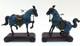 Paire De Figurines De Chevaux Chinois Vintage En Argent Sterling/émail Avec Turquoise Et Corail