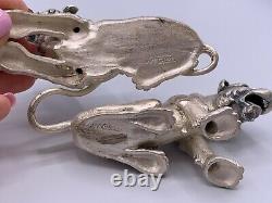 Paire de figurines en argent sterling vintage représentant un lion et une lionne signée fait main.