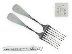 Paire de fourchettes de dîner en argent sterling antique vintage américain Bigelow Kennard Co
