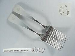 Paire de fourchettes de dîner en argent sterling antique vintage américain Bigelow Kennard Co