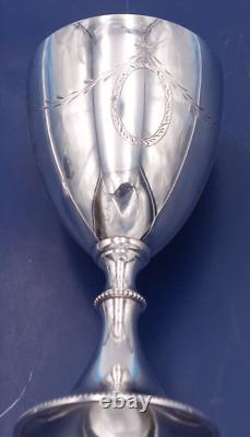 Paire de gobelets à boire en argent sterling anglais vintage avec bord perlé par L. P. Londres 1970