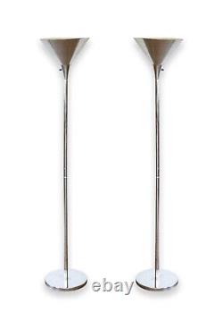 Paire de lampadaires vintage Art Déco en métal chromé