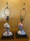 Paire De Lampes De Table Art Déco Vintage Femmes Sexy Avec Feuillage En Argent Et Cuivre