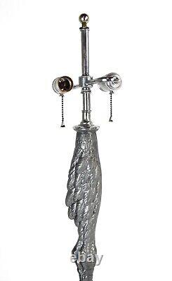 Paire de lampes de table en jambes d'autruche vintage en aluminium coulé après P. E. Guerin