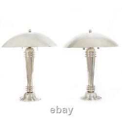 Paire de lampes de table vintage en chrome de style Art Déco streamline