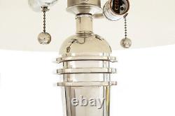 Paire de lampes de table vintage en chrome de style Art Déco streamline