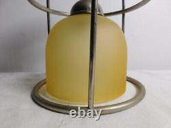Paire de lampes en verre à dôme industriel Art Déco de 1933 en aluminium, réélectrifiées 8X11