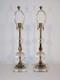 Paire De Lampes En Verre Et Argent Massif De Decorative Crafts, Inc. Des Années 1990