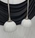 Paire De Lampes Suspendues Antiques Vintage Art Déco Victoriennes En Verre Blanc à Nervures En Nickel Argenté