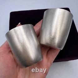 Paire de mugs antiques en argent sterling 925 gravés, marqués, dans une boîte organique de 80 grammes.