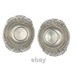 Paire de plats à bonbons en argent estampillé vintage, 80 grammes