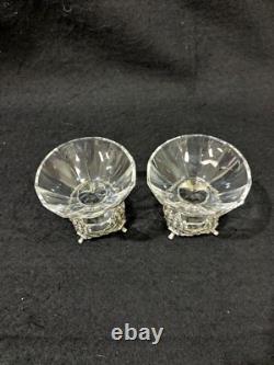 Paire de salières en cristal et argent sterling 925 allemande, motif rose