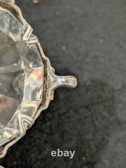 Paire de salières en cristal et argent sterling 925 allemande, motif rose