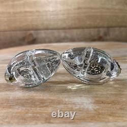 Paire de salières et poivrières en cristal de paon vintage en argent 800-925 avec poinçon