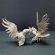 Paire De Sculptures Décoratives De Coqs De Combat En Argent Vintage