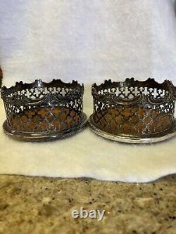 Paire de sous-bouteilles percés vintage en argent plaqué