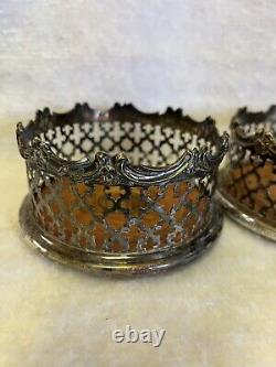 Paire de sous-bouteilles percés vintage en argent plaqué