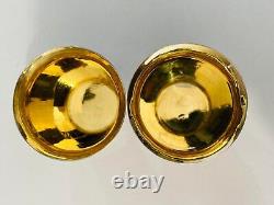 Paire de tasses vintage en argent doré soviétique 875 900 gravées Vietnam 58,5 g