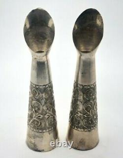 Paire de vases à bouton vintage en argent sterling 925
