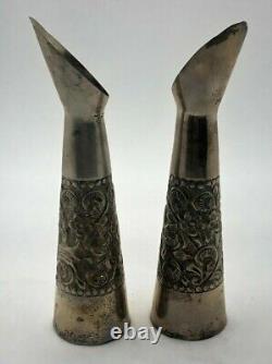 Paire de vases à bouton vintage en argent sterling 925