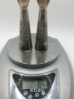 Paire de vases à bouton vintage en argent sterling 925
