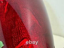 Paire de vases en cloisonné rouge montés en argent japonais vintage avec décoration florale