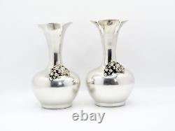 Paire de vases indonésiens Yogya en argent massif 900 vintage du milieu du 20ème siècle marqués
