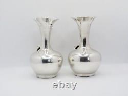 Paire de vases indonésiens Yogya en argent massif 900 vintage du milieu du 20ème siècle marqués