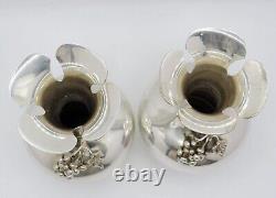 Paire de vases indonésiens Yogya en argent massif 900 vintage du milieu du 20ème siècle marqués