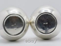 Paire de vases indonésiens Yogya en argent massif 900 vintage du milieu du 20ème siècle marqués